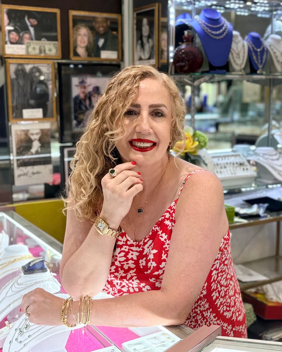 Jane Arzy at the jewelry counter